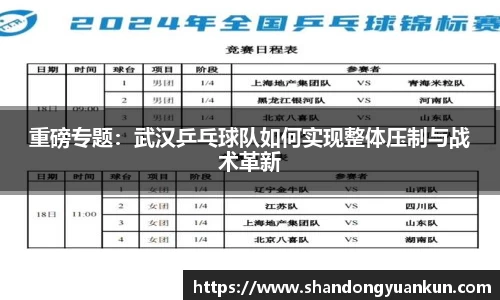 重磅专题：武汉乒乓球队如何实现整体压制与战术革新