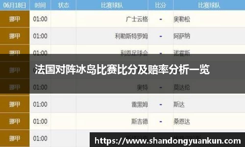 法国对阵冰岛比赛比分及赔率分析一览