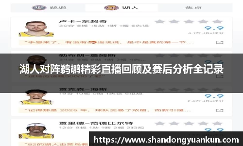 湖人对阵鹈鹕精彩直播回顾及赛后分析全记录