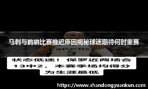 马刺与鹈鹕比赛推迟原因揭秘球迷期待何时重赛