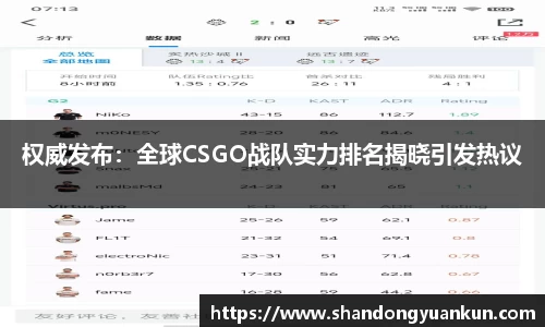 权威发布：全球CSGO战队实力排名揭晓引发热议